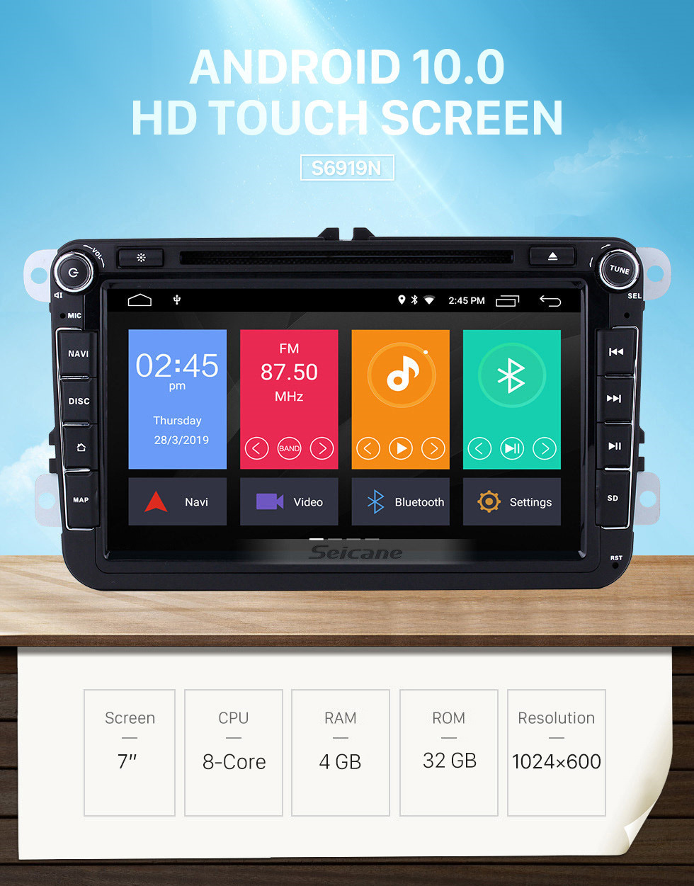Seicane Android 10.0 8-Zoll-HD-Touchscreen-DVD-Player für VW VOLKSWAGEN MAGOTAN 2006-2012 GPS-Navigationsradio USB WIFI Bluetooth Mirror Link 1080P