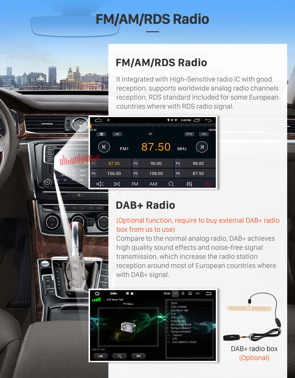 Seicane 7 Zoll Android 10.0 GPS Navigationsradio für 2007-2012 Land Rover / Freelander 2 Bluetooth Wifi HD Touchscreen Musik USB Unterstützung 1080P Video Carplay Digital TV