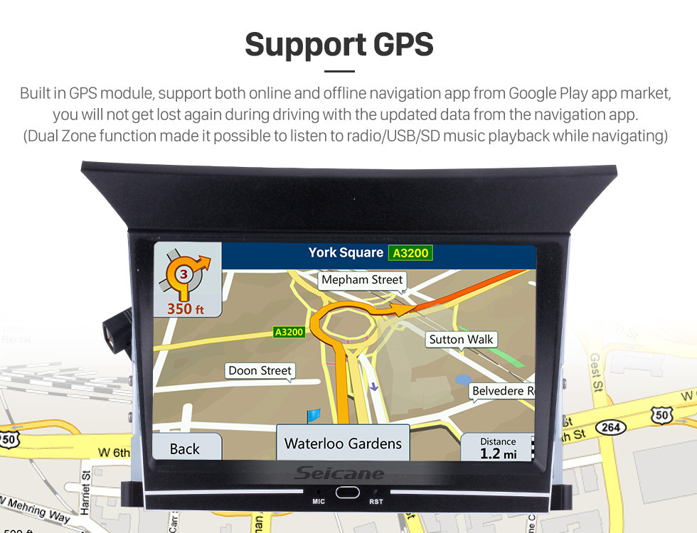 Seicane 7 polegadas 1024*600 Tela sensível ao toque 2009 2010 2012 2013 HONDA PILOT Android 10.0 Sistema de navegação GPS com Bluetooth Carplay 4G Network