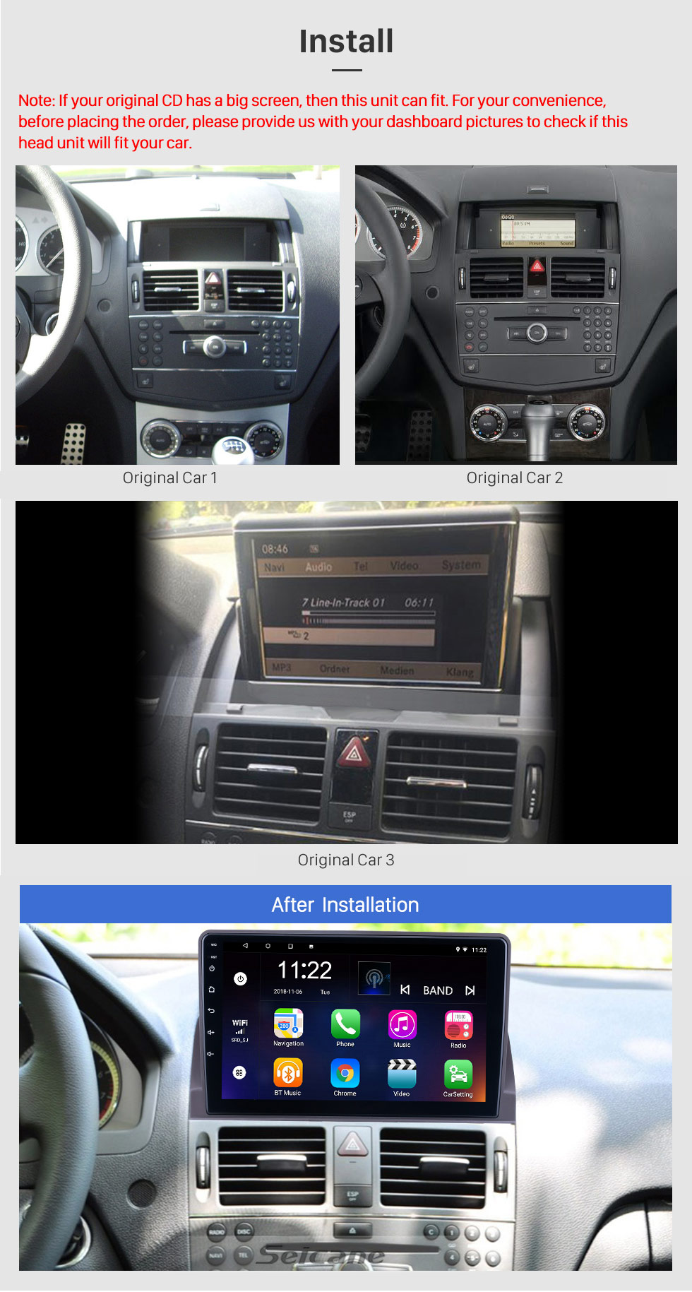 RADIO NAVEGADOR 9 Para Mercedes Benz Clase C W204, 2007-2010 GPS ANDROID  10.0 – Mister Radio GPS