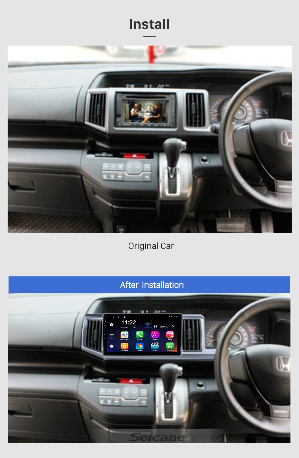 Seicane 10.1 pulgadas Android 10.0 para 2009-2015 Honda Stepwgn RHD Radio Sistema de navegación GPS con pantalla táctil HD Soporte Bluetooth Carplay OBD2