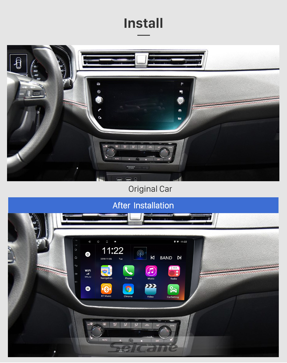 Seicane Android 10.0 HD Touchscreen 9 Zoll Für 2018 Seat Ibiza/ARONA Radio GPS Navigationssystem mit Bluetooth Unterstützung Carplay