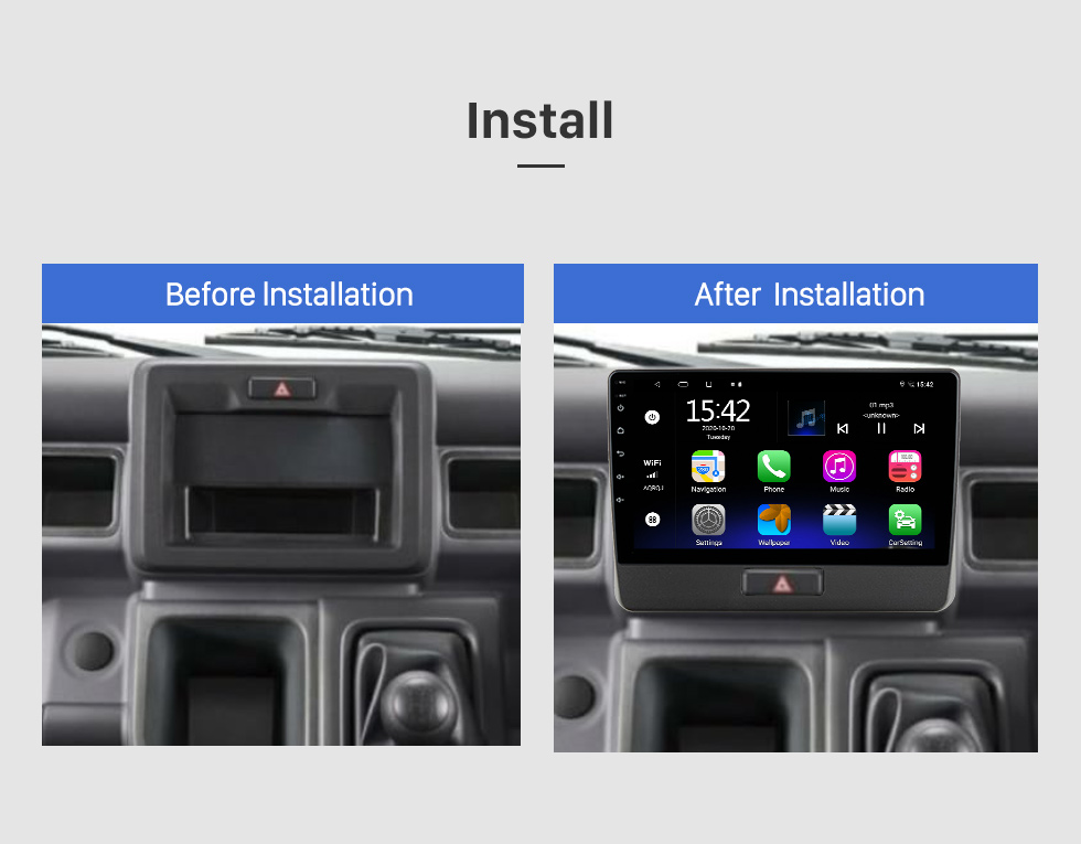 Seicane Android 10.0 HD Touchscreen 9 Zoll Für 2015 Ford RANGER Radio GPS Navigationssystem mit Bluetooth-Unterstützung Carplay Rückfahrkamera