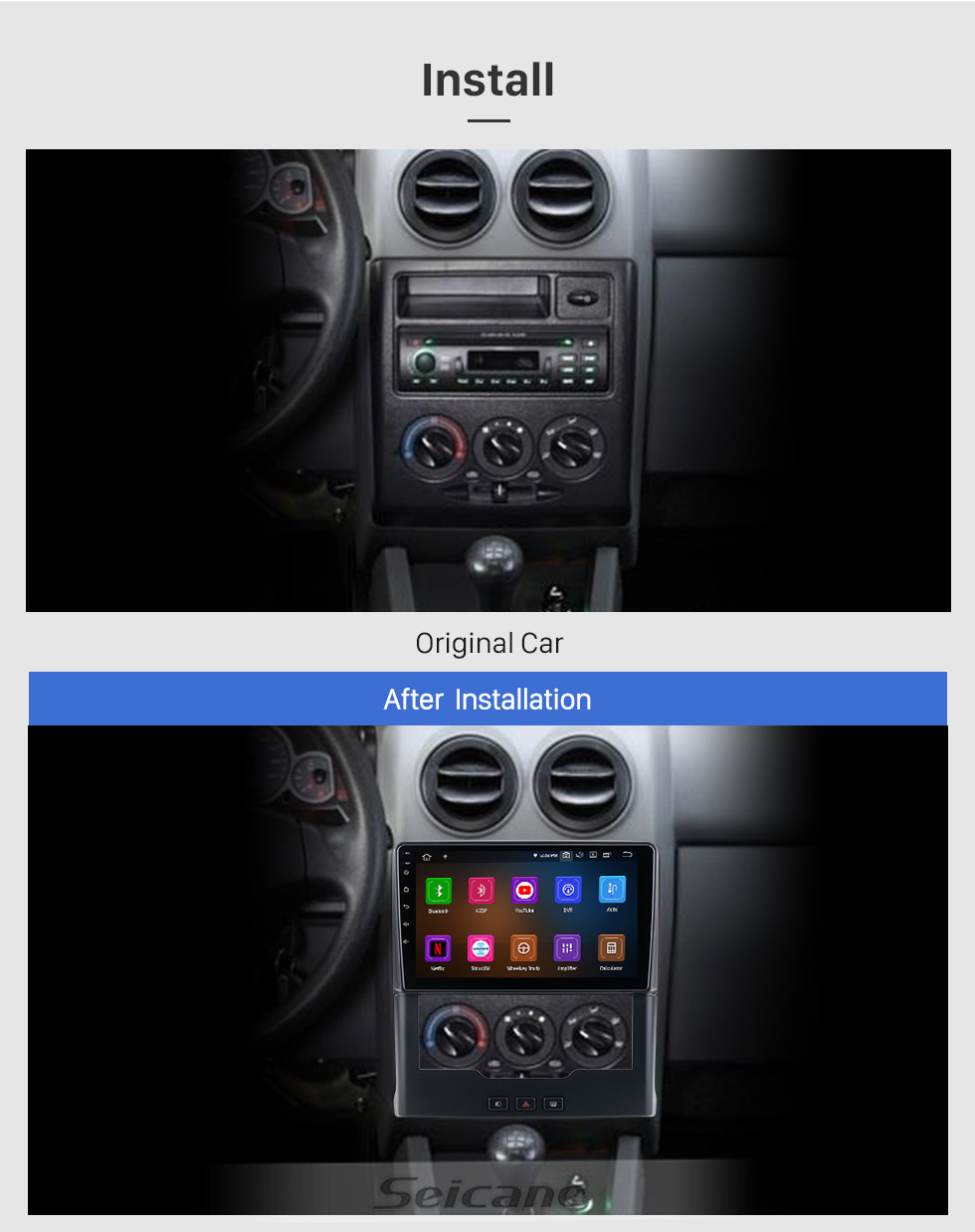 Seicane Pantalla táctil HD de 9 pulgadas Android 11.0 para 2019 SAIPA Pride Radio Sistema de navegación GPS Soporte Bluetooth Carplay Cámara de respaldo