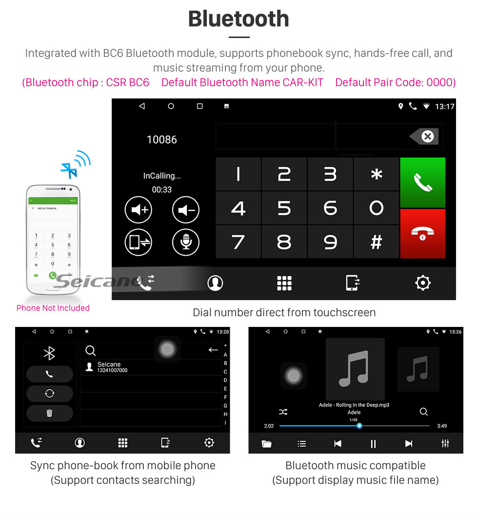Seicane Android 10.0 HD Touchscreen 9 Zoll 2015 SSANG YONG Tivolan Radio GPS-Navigationssystem mit Bluetooth-Unterstützung Carplay