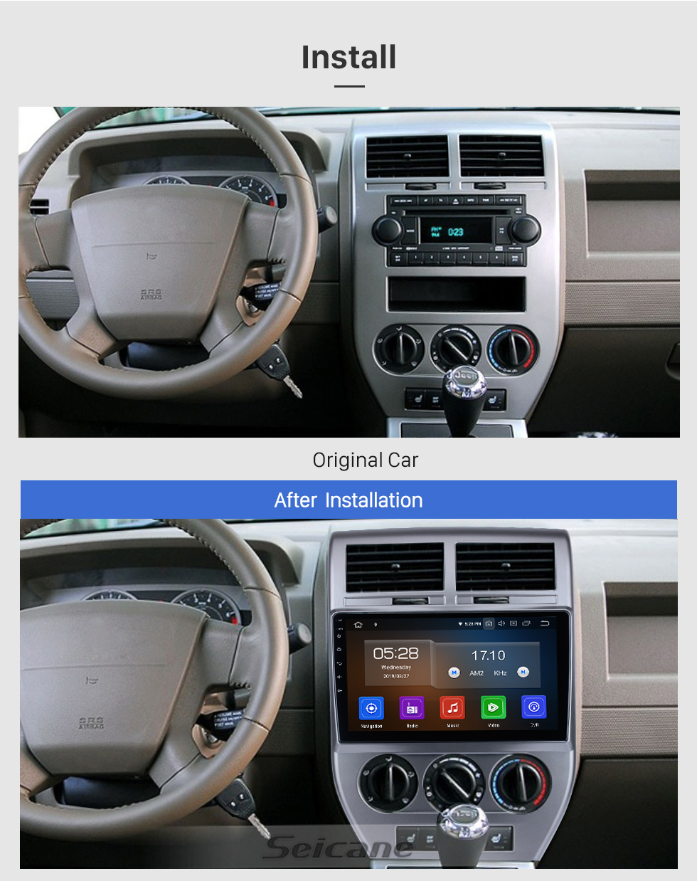 2007 2008 2009 Jeep Compass 10.1 inch Andriod 11.0 HD Touchsreen Car