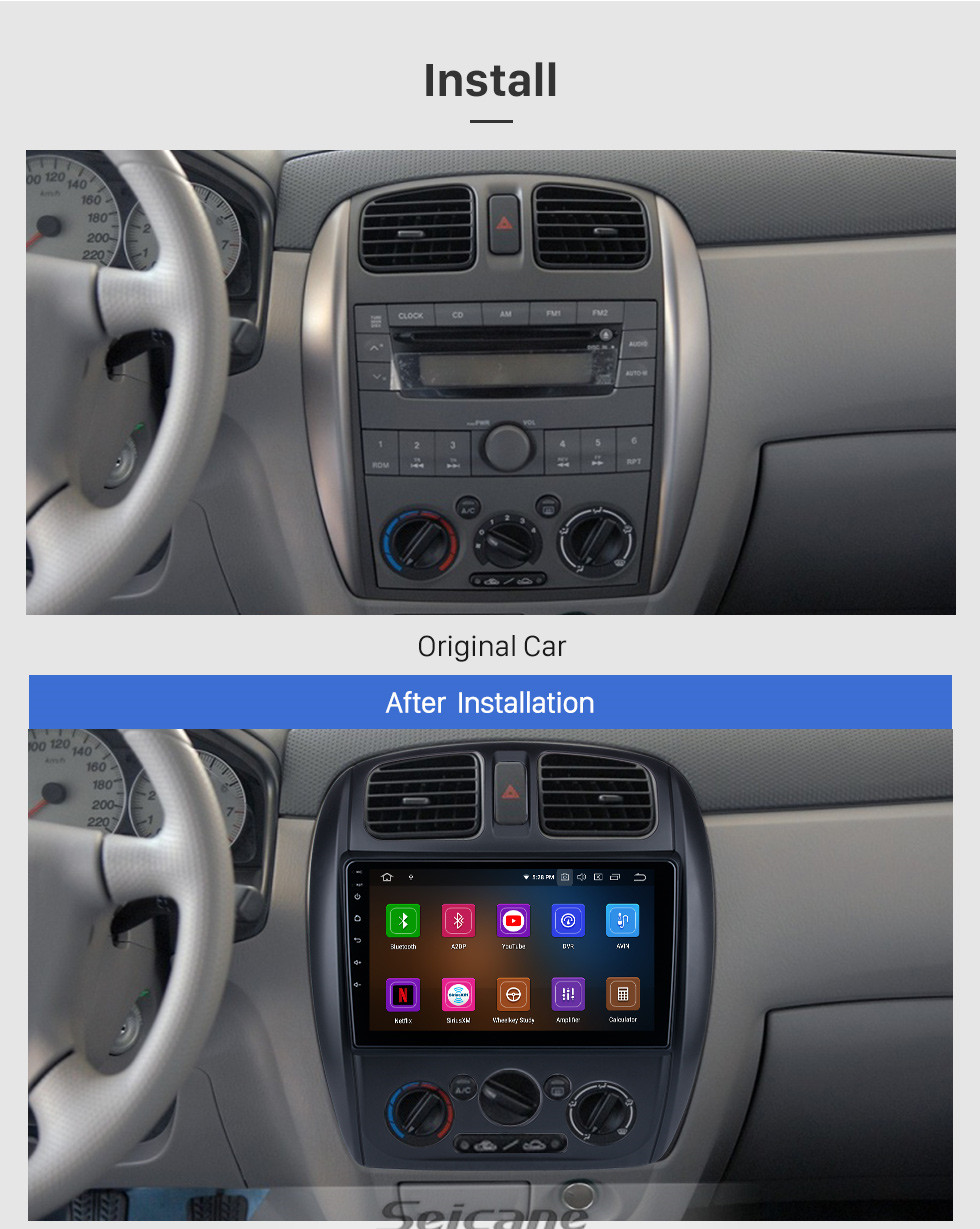 Seicane Android 11.0 HD Écran tactile 9 pouces Pour 2002-2008 Mazda 323 / FAW Harma Preema / Ford Laser Autoradio à conduite à gauche Système de navigation GPS avec prise en charge Bluetooth Climatiseur manuel arrière Carplay