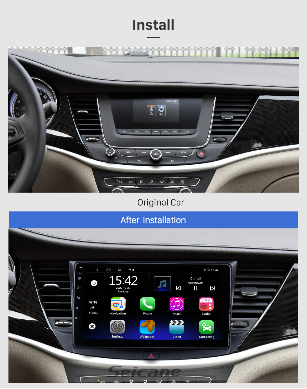 Seicane Andriod 12.0 HD Touchscreen 9 inch for Buick Verano 2015 Opel astra 2016 car radio GPS Navigation System with Bluetooth support Carplay