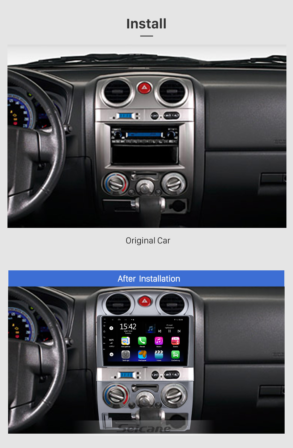 Android 9 pouces pour 2006-2012 Isuzu D-MAX MU-7 Chevrolet Colorado HD Radio  à écran tactile Système de navigation GPS Prise en charge Bluetooth Carplay
