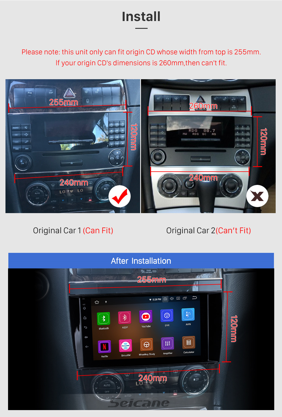 Seicane Für Mercedes Benz CLK W209 2006-2012 Benz CLS W219 2004-2008 Radio Android 13.0 HD Touchscreen 8 Zoll mit AUX Bluetooth GPS Navigationssystem Carplay Unterstützung 1080P Video