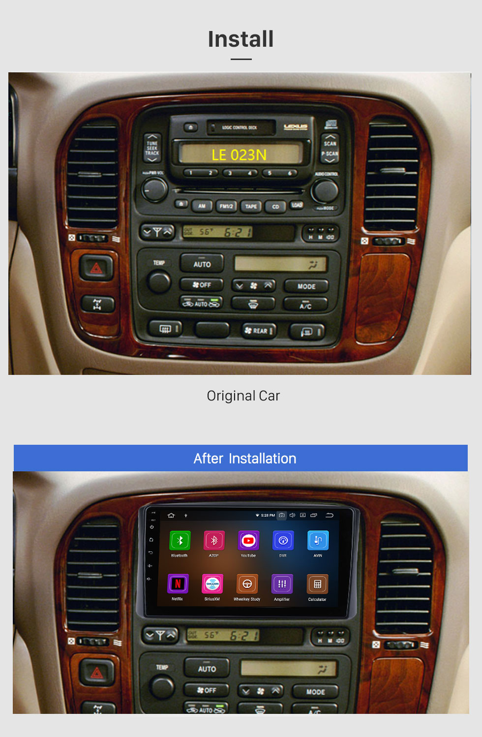 Seicane Android 13.0 Para LEXUS LX-470 1998-2002 TOYOTA LC-100 1998-2003 Rádio 9 polegadas Sistema de navegação GPS com Bluetooth HD Touchscreen Carplay suporte SWC