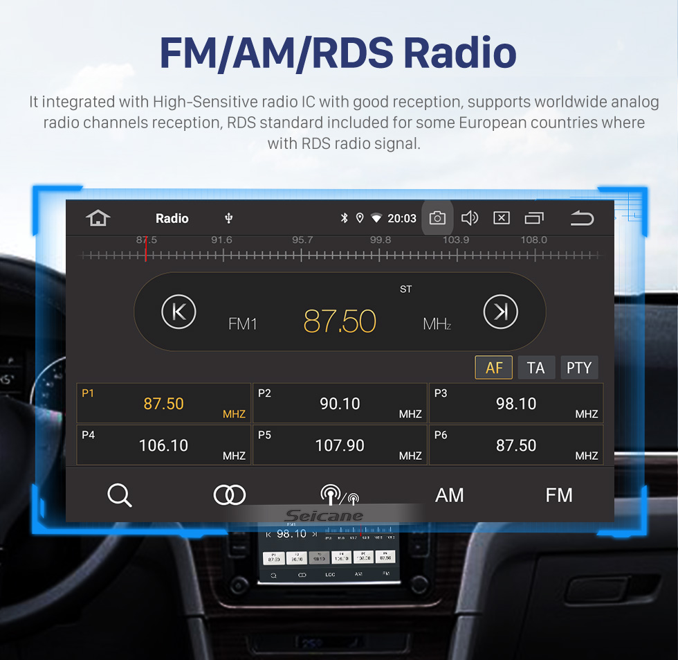 Seicane 9 pouces Android 10.0 Radio Car Navigation Head Unit pour 2008-2013 Skoda Seat VW Volkswagen Passat Tiguan Polo Scirocco avec 4G WiFi Mirror Link OBD2 Bluetooth Commande au volant