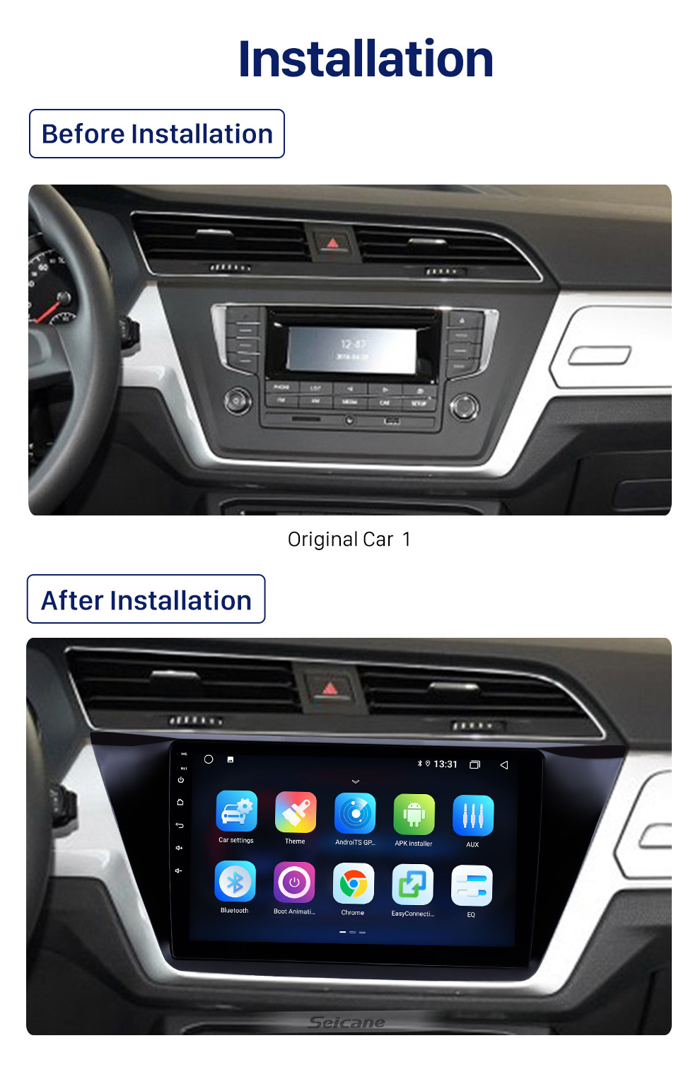 Seicane 10.1 inch Android 10.0 GPS Navigation Radio for 2016-2018 VW Volkswagen Touran with Bluetooth USB AUX support Carplay TPMS 