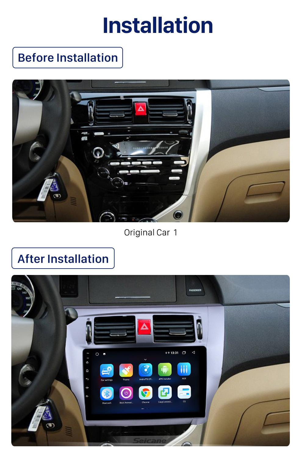 Seicane Android 10.0 9-Zoll-HD-Touchscreen-GPS-Navigationsradio für 2002-2008 Honda Jazz Manual AC mit Bluetooth-Unterstützung Carplay-Rückfahrkamera