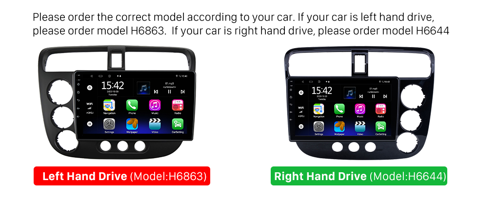 Seicane Para HONDA CIVIC MANUAL AC 2005 Rádio Android 13.0 HD Touchscreen 9 polegadas Sistema de Navegação GPS com WIFI Bluetooth Carplay suporte DVR
