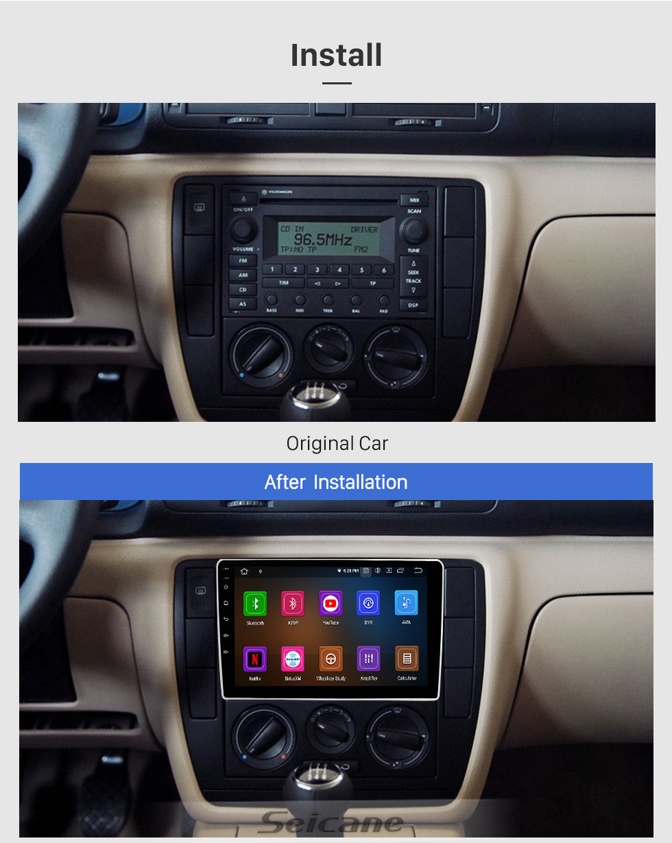 Seicane 9 pulgadas Android 13.0 para VOLKSWAGEN PASSAT B5 B6 2004-2010 Radio Sistema de navegación GPS con pantalla táctil HD Bluetooth Carplay compatible con OBD2