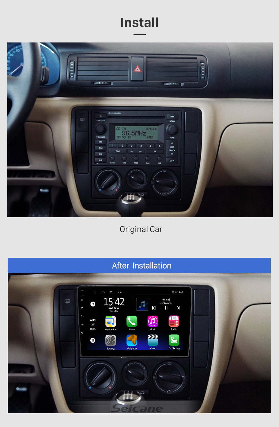 Seicane 9 Zoll Android 13.0 für VOLKSWAGEN PASSAT B5 B6 2004-2010 Radio GPS Navigationssystem Mit HD Touchscreen Bluetooth Unterstützung Carplay OBD2