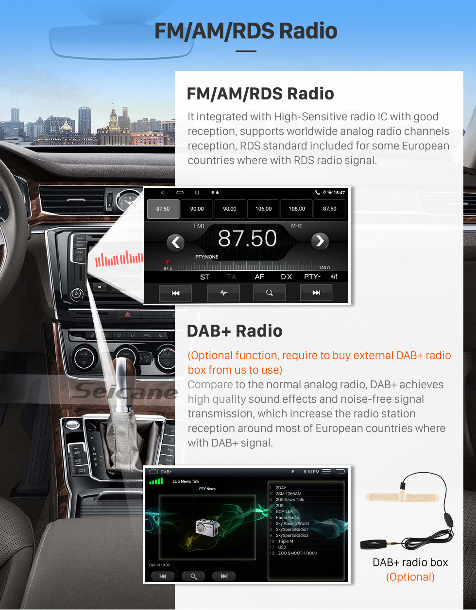 Seicane 9 Zoll Android 13.0 für VOLKSWAGEN BORA / GOLF 2004-2007 Radio GPS Navigationssystem mit HD Touchscreen Bluetooth Unterstützung Carplay OBD2