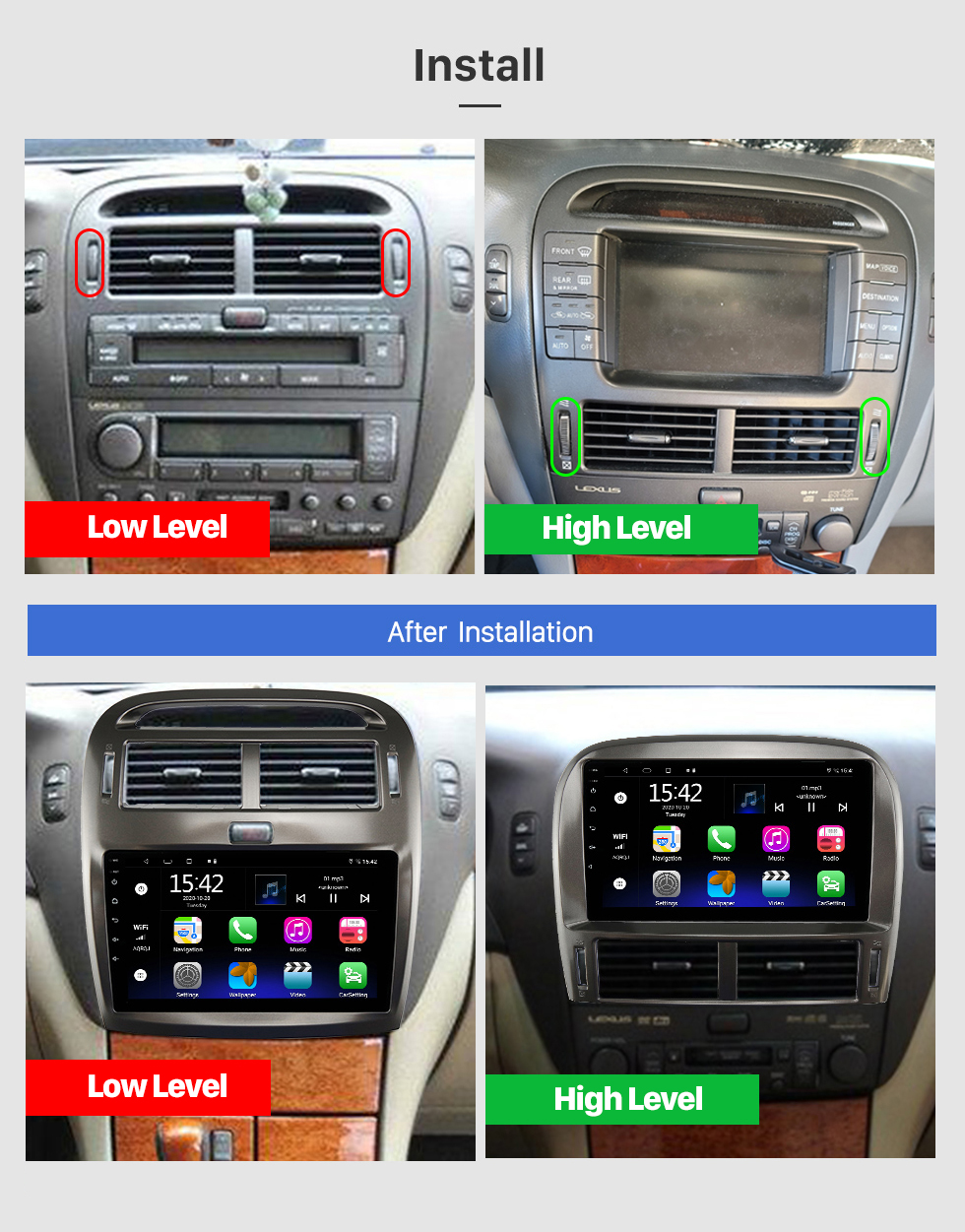 Seicane Pour 2001 2002 2003 2004 2005 2006 Radio Android Lexus LS430 avec système de navigation GPS à écran tactile de 9 pouces Prise en charge Bluetooth RDS WIFI DVR Carplay