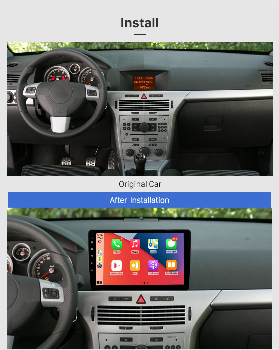 Seicane Android de 9 polegadas 13.0 para OPEL ASTRA ZAFIRA SILVER 2007 Sistema de navegação GPS por rádio com tela sensível ao toque HD Bluetooth Carplay com suporte OBD2