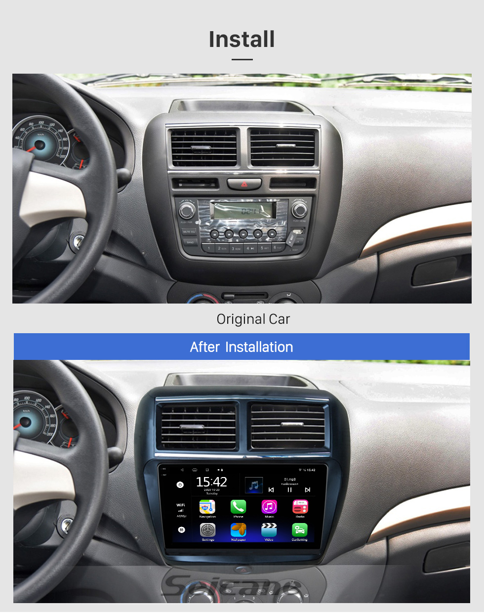 Seicane Android 10.0 HD Touchscreen 9 Zoll für 2012-2015 FAW V5 Radio GPS Navigationssystem mit Bluetooth Unterstützung Carplay Rückfahrkamera