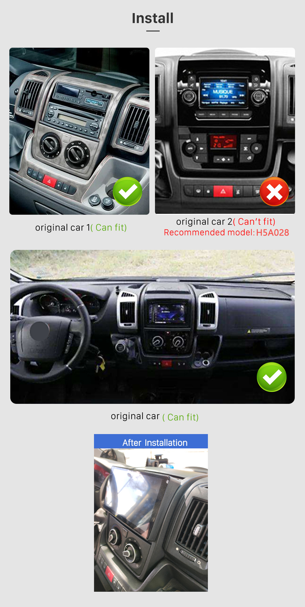 Seicane Android 13.0 Für 2006-2016 FIAT DUCATO LOW-END Radio 9 Zoll GPS Navigationssystem mit Bluetooth HD Touchscreen Carplay Unterstützung SWC