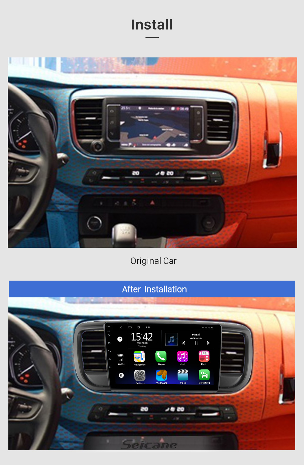 Écran tactile HD de 9 pouces pour 2016 Citroen Jumpy Space Tourer GPS Navi  Bluetooth autoradio support de réparation d&amp;amp;amp;#39;autoradio  HD TV numérique