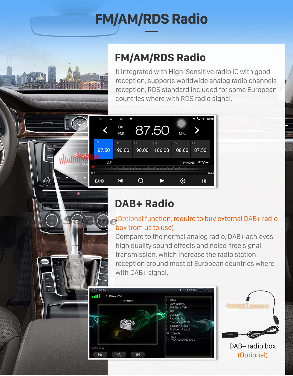 Seicane 9 polegadas Android 12.0 Para 2018 Ford RANGER Radio GPS Navigation System Com HD Touchscreen Bluetooth suporte Carplay OBD2