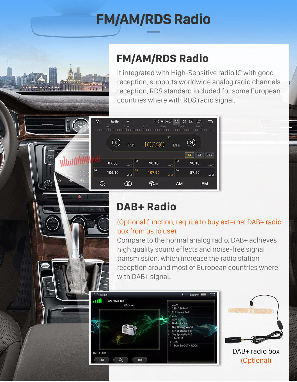 Seicane Android 9.0 Reposição OEM Carro Sistema de Navegação GPS Estéreo para 2005-2010 Mazda 5 com 3G Wifi DVD Rádio Bluetooth USB SD Câmera Retrovisor