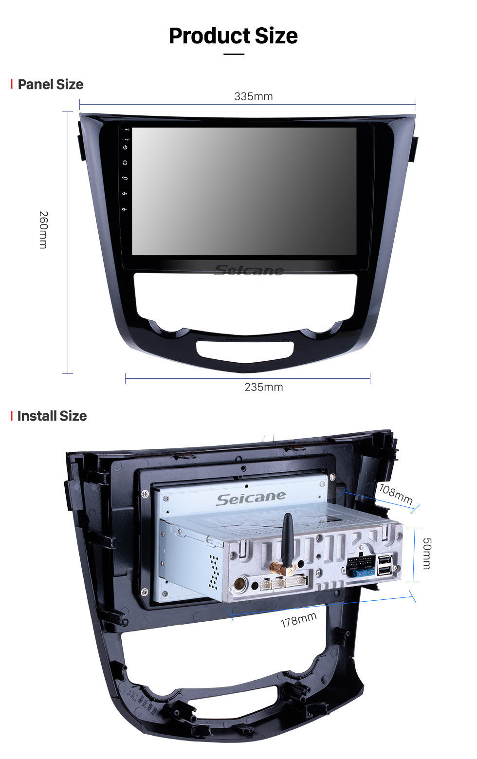 Seicane 10.1 pulgadas para 2014 2015 Nissan X-TRAIL Android 12.0 HD pantalla táctil Radio GPS Navegación Bluetooth Soporte USB OBD2 WIFI Video Mirror Link DVR Control del volante