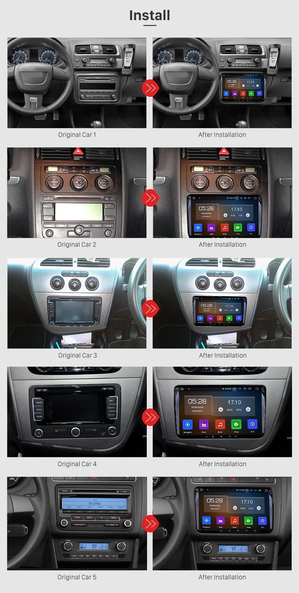 Seicane 9 pouces Android 11.0 dans le système GPS Bluetooth Dash pour 2004-2011 VW Volkswagen Sagitar PASSAT avec 3G WiFi Radio RDS Mirror Link OBD2 Caméra de recul AUX