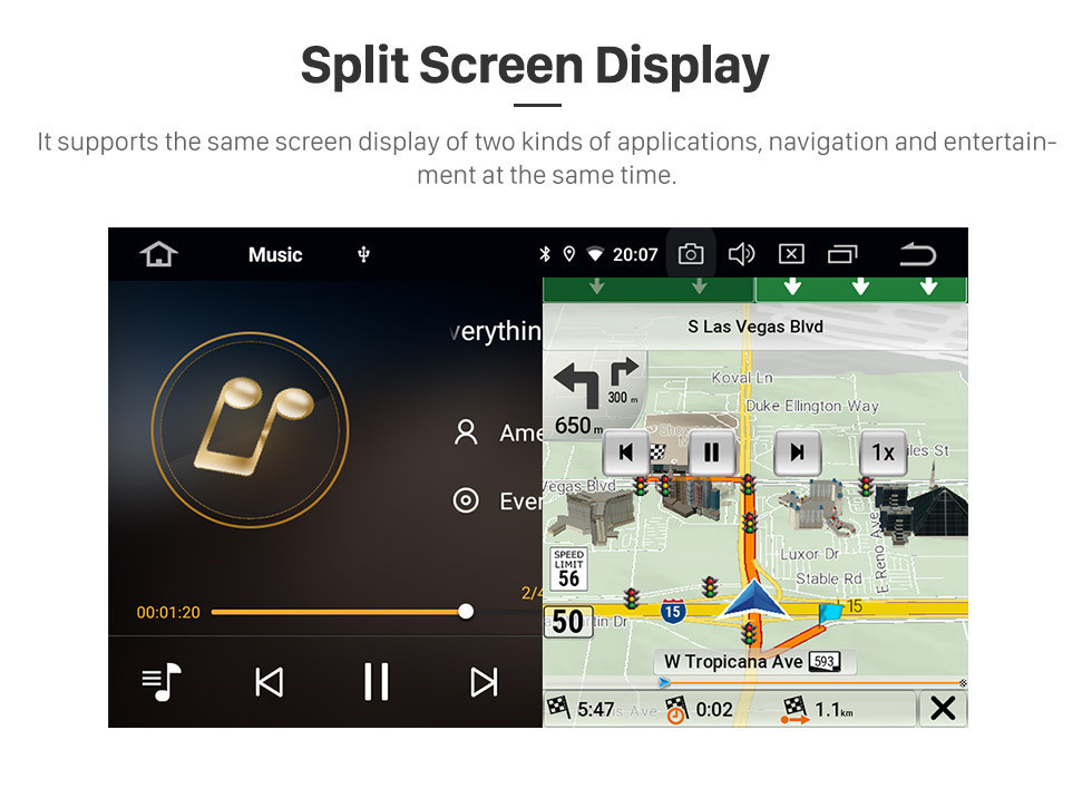 Seicane Tela de toque HD Android 11.0 de 7 polegadas Rádio de navegação GPS universal com Bluetooth WIFI compatível com controle de volante de vídeo 1080P