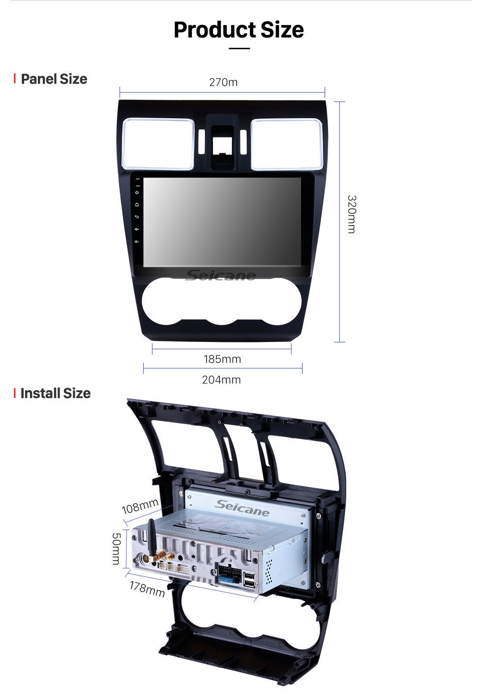 Seicane 2014 2015 2016 Subaru WRX Forester 9 pulgadas Android 11.0 Radio Sistema de navegación GPS Bluetooth Pantalla táctil 4G WiFi DAB + TPMS DAB + DVR OBDII Reproductor de DVD