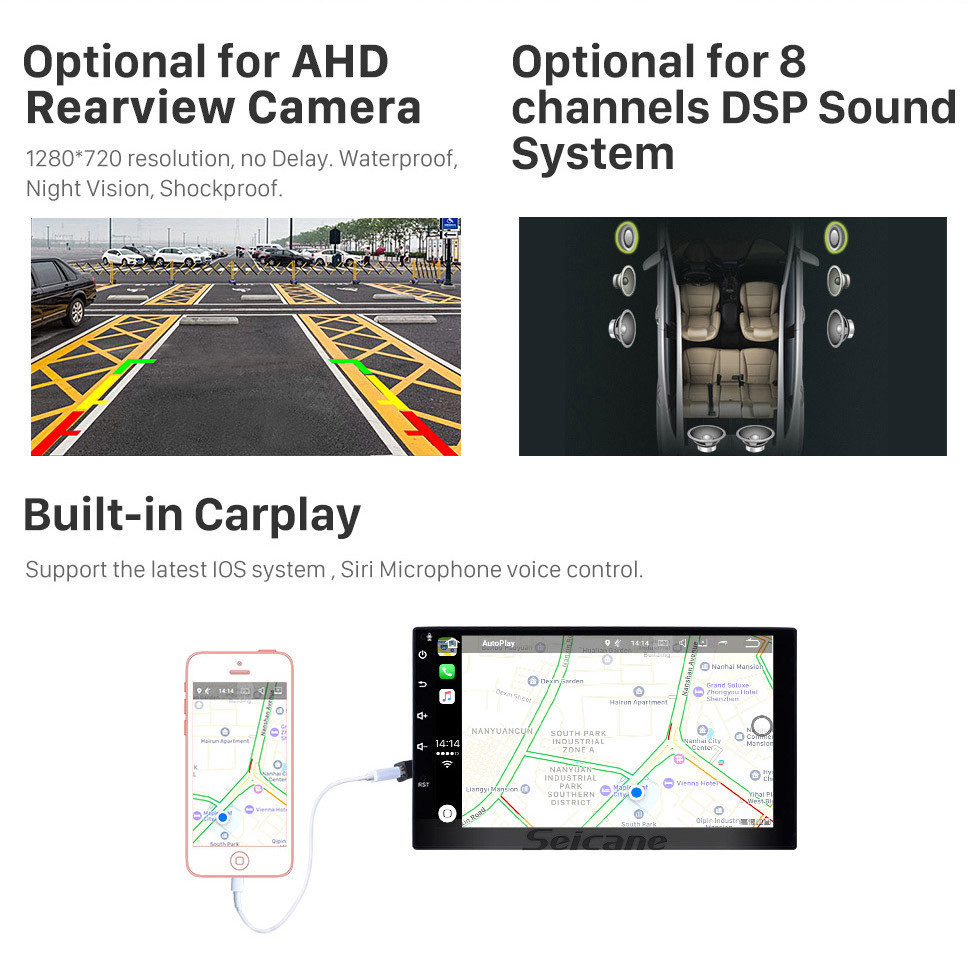 Seicane 9 pouces 2007-2012 Toyota Vios Android 11.0 HD système de navigation GPS à écran tactile automatique stéréo soutien voiture stéréo OBDII 3G / 4G WIFI contrôle vidéo volant DVR