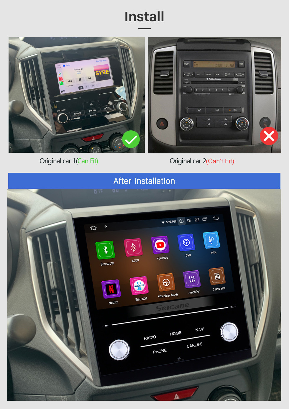 Seicane 8-Zoll-HD-Touchscreen Android 12.0 2018 Subaru XV Autoradio-Kopfeinheit GPS-Navigation Bluetooth-Musikunterstützung WIFI OBD2 Rückfahrkamera Lenkradsteuerung