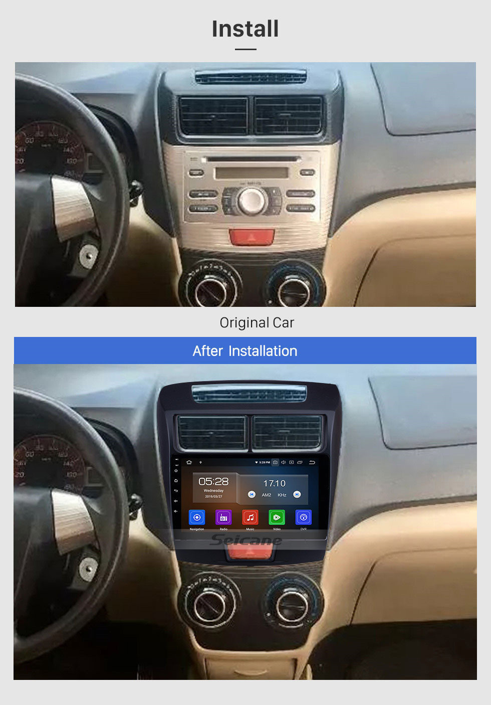Seicane Android 11.0 2010 2011 2012-2016 Toyota Avanza Autoradio 9 Zoll HD Touchscreen GPS-Navigationssystem mit Wlan Bluetooth Musik 1080P Video USB Unterstützung Carplay DVR TPMS DVD