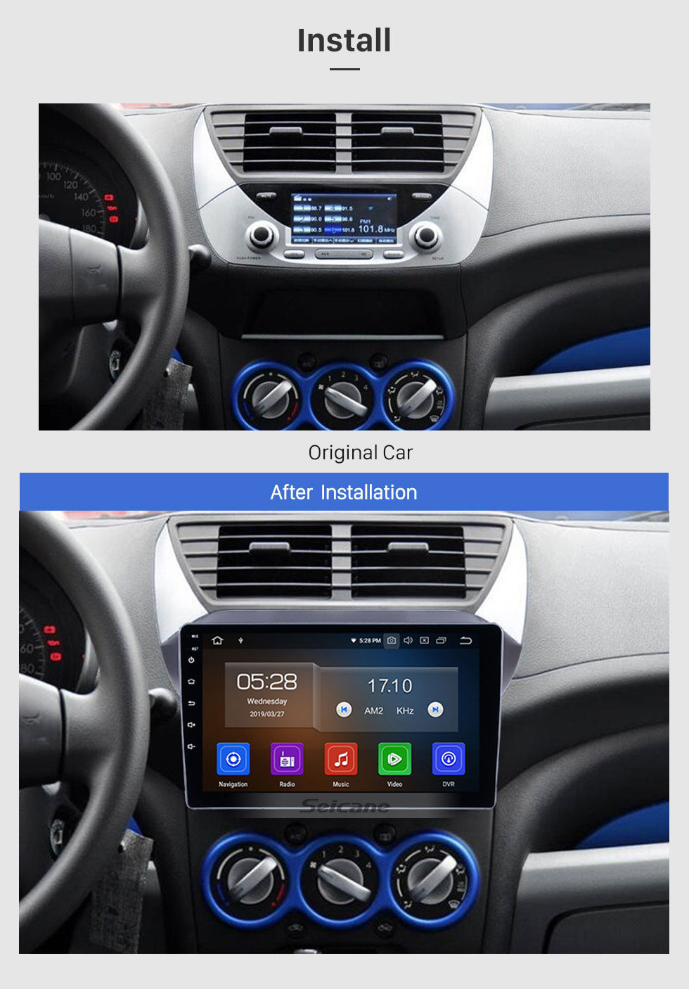 Seicane 2009-2016 Suzuki alto Android 11.0 9 Zoll 1024 * 600 Touchscreen Radio Bluetooth GPS-Navigationssystem Multimedia Unterstützung USB Carplay Rückfahrkamera 1080P DVD Spieler 4G Wlan SWC OBD2 AUX
