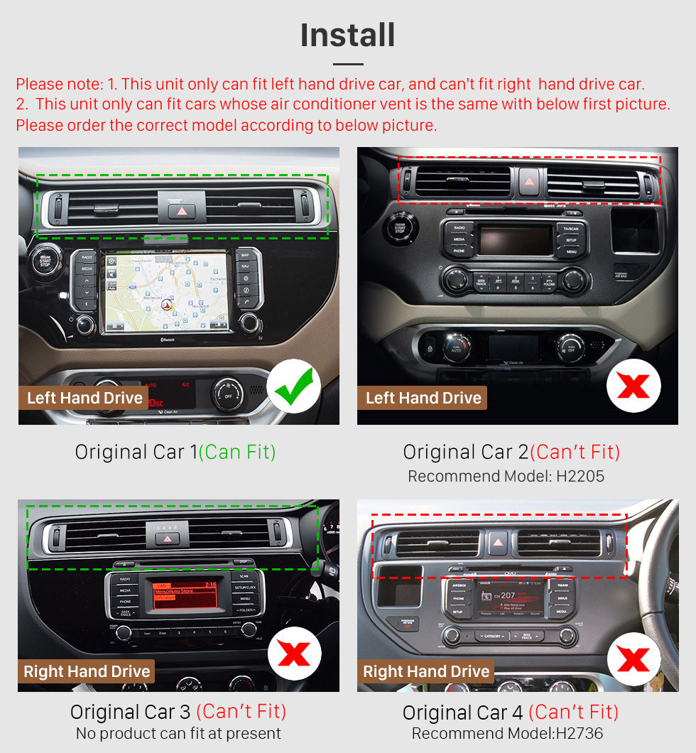Seicane for 2015 2016 2017 Kia Rio LHD Android 11.0 9 inch GPS Navigation Radio Bluetooth HD Touchscreen USB Carplay Music support TPMS DAB+ 1080P Video Mirror Link