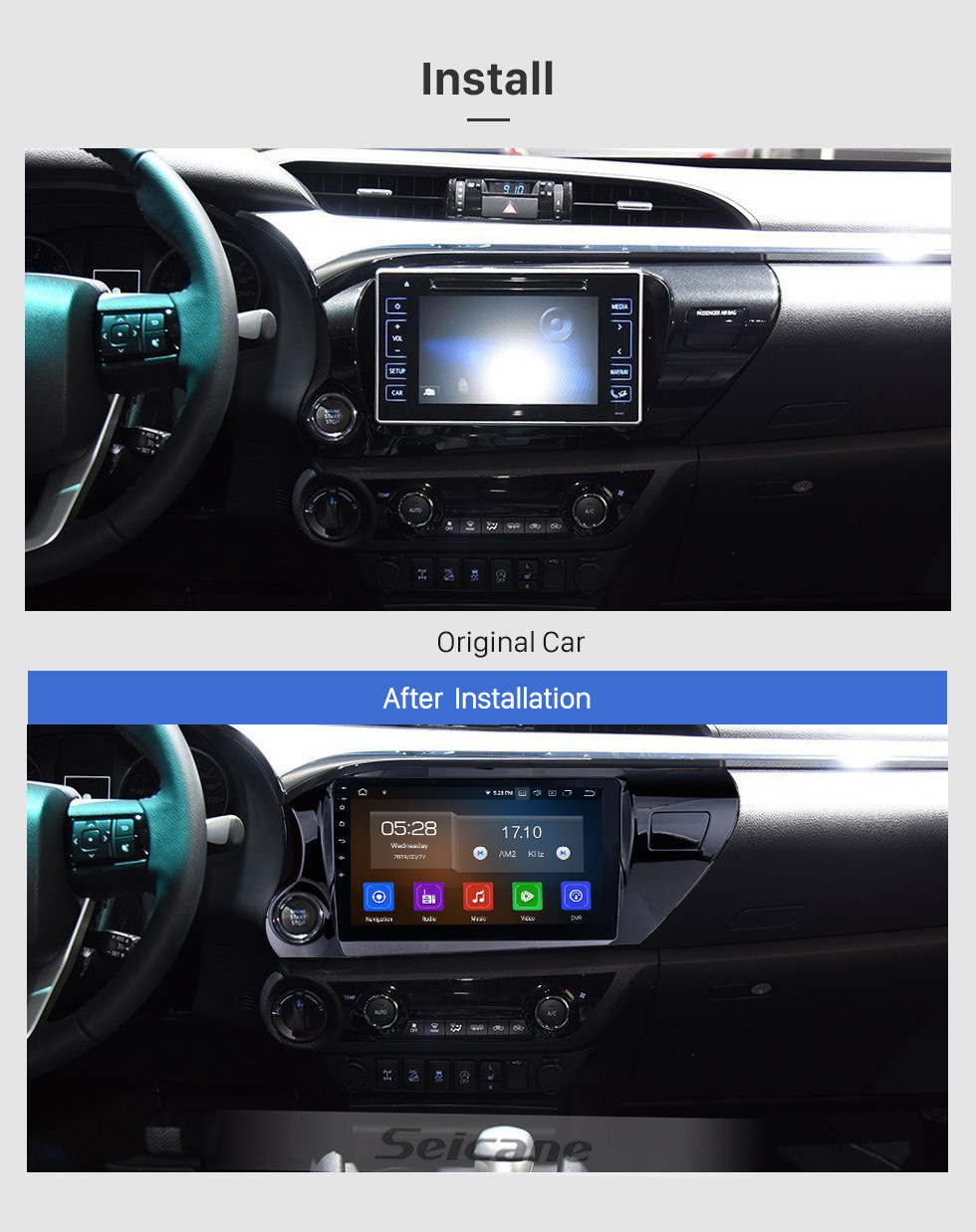 Seicane 10.1 polegada Android 11.0 GPS Navi Rádio para 2016 2017 2018 Toyota Hilux motorista da Mão Esquerda com WIFI AUX USB suporte a Bluetooth 4G Câmera de Backup DVD OBD2