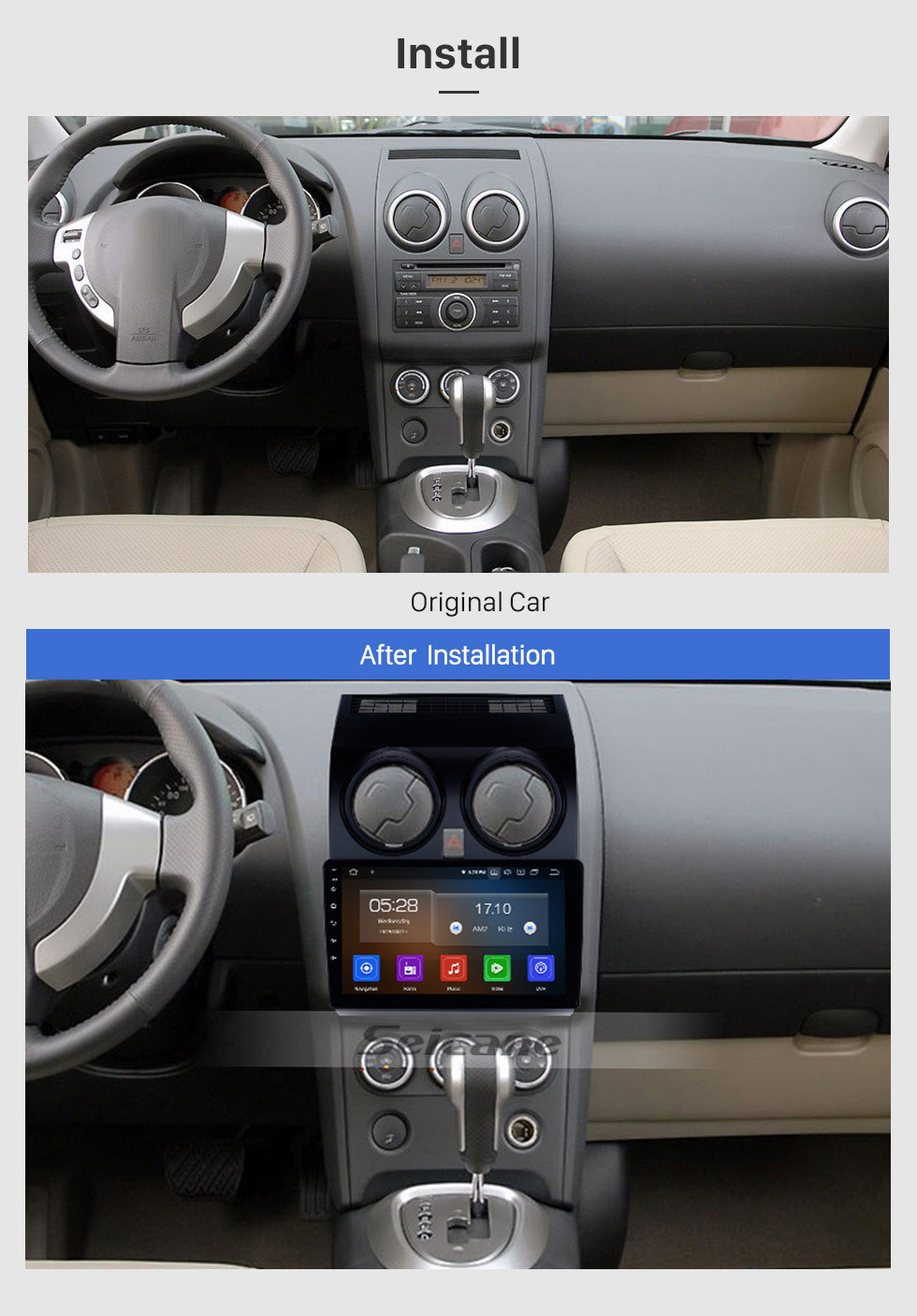 Android 12.0 Navigation GPS 9 pouces Radio pour 2008-2015 Nissan Qashqai 1  J10 avec 1024 * 600 écran tactile stéréo USB Bluetooth AM / FM WIFI prise  en charge de la musique