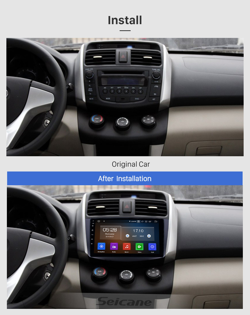 Seicane 9 polegadas Android 11.0 Bluetooth Carro Navegação GPS Estéreo para 2011-2016 Lifan X60 Suporte de Rádio RDS 4G WiFi Espelho Link OBD2 Controle de Volante