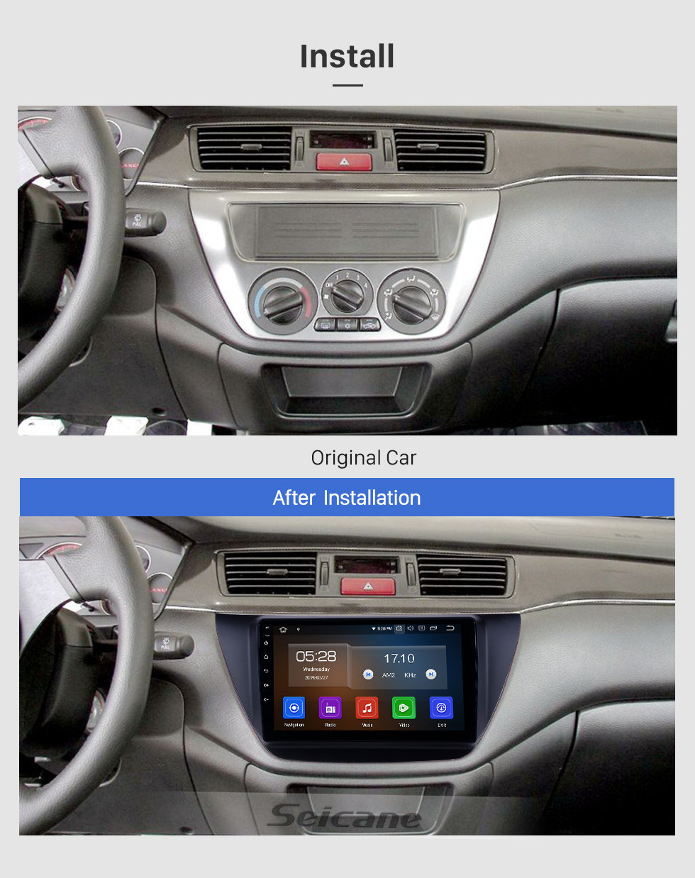 Seicane OEM 9 inch Android 11.0 Radio for 2006-2010 MITSUBISHI LANCER IX Bluetooth Wifi HD Touchscreen GPS Navigation Carplay USB support OBD2 Digital TV 4G