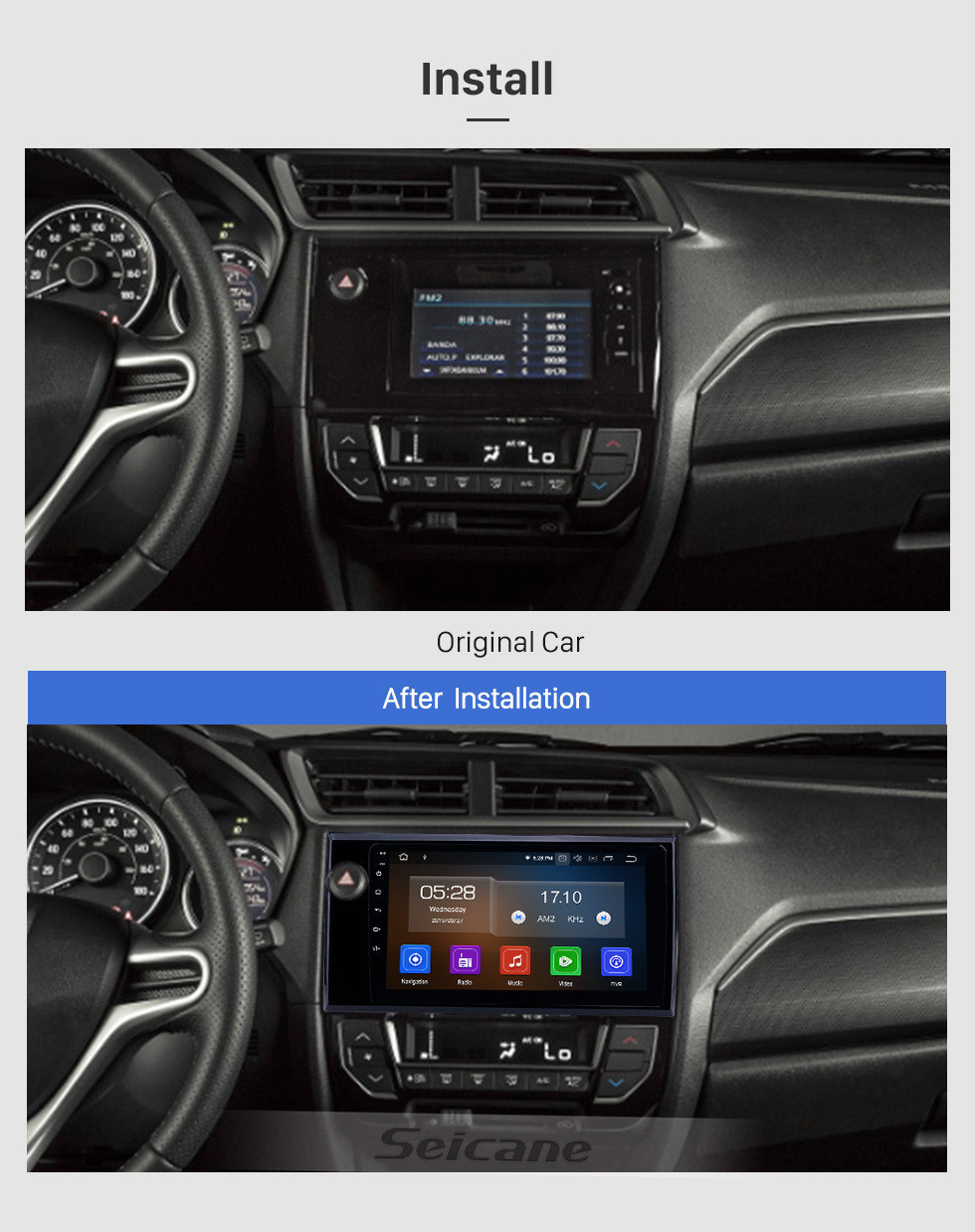 Seicane OEM 9 Zoll Android 11.0 Radio für 2015-2017 Honda BRV LHD Bluetooth Wifi HD Touchscreen Musik GPS Navigation Carplay Unterstützung DAB + Rückfahrkamera