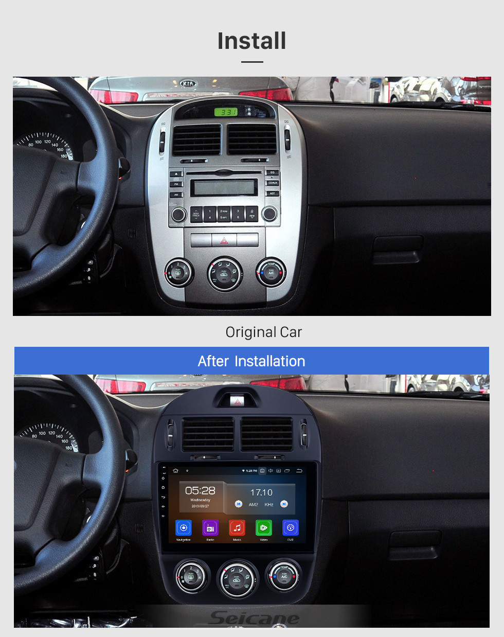 Seicane 10.1 pouces Android 11.0 Radio de navigation GPS pour 2017-2019 Kia Cerato Manuel A / C Bluetooth Wifi HD Écran tactile Musique Support Carplay caméra de recul 1080P