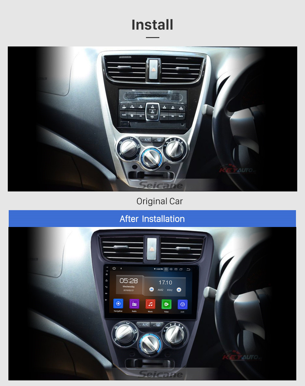 Seicane 2015 Perodua Axia Android 11.0 Radio de navigation GPS 9 pouces Bluetooth Bluetooth HD à écran tactile USB Carplay Music support TPMS DAB + 1080 P Lien vidéo miroir