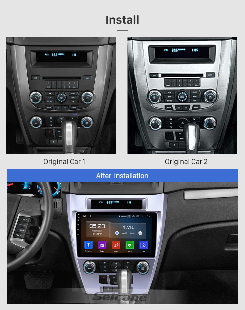 Seicane 10.1 pulgadas 2009-2012 Ford Mondeo / Fusion Android 11.0 Navegación GPS Radio Bluetooth HD Pantalla táctil AUX USB Música Carplay compatible con 1080P Video Mirror Link