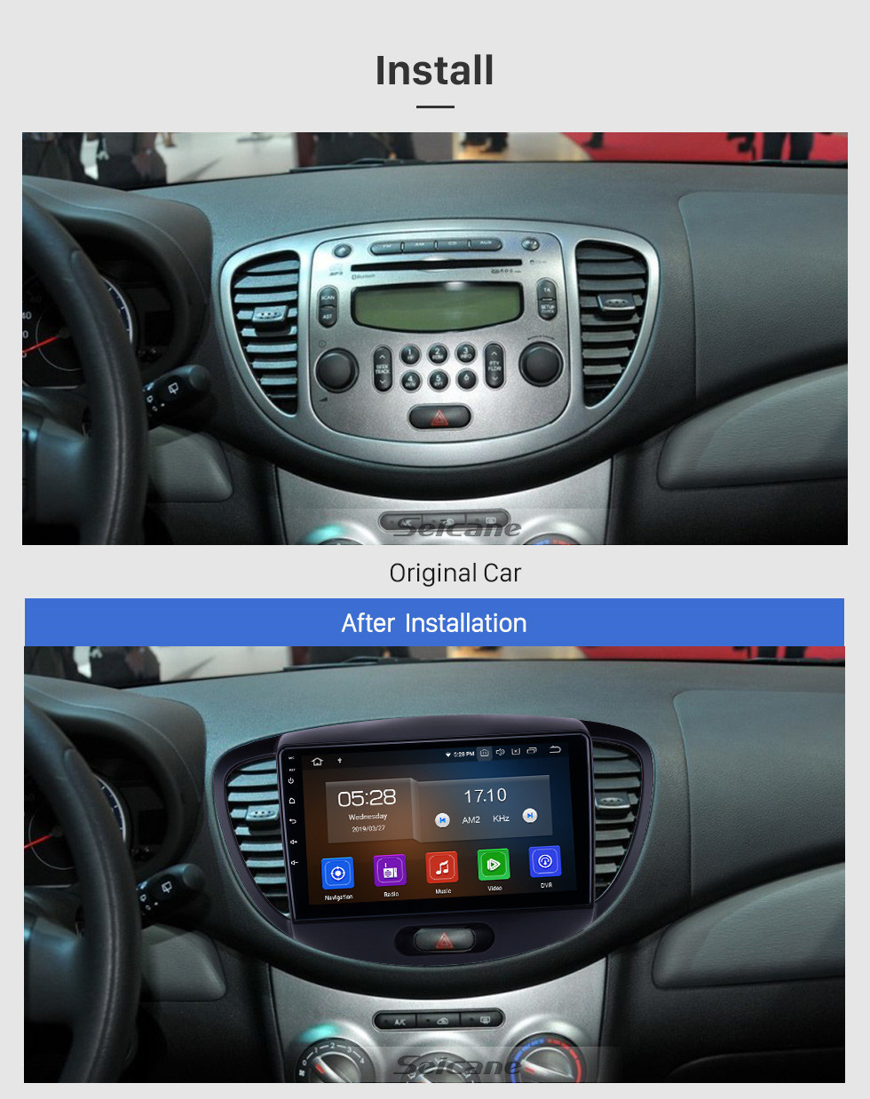 Seicane OEM 9 pulgadas Android 11.0 Radio para 2010-2013 Old Hyundai i20 Bluetooth WIFI HD Pantalla táctil Música GPS Navegación Carplay Soporte USB TV digital TPMS