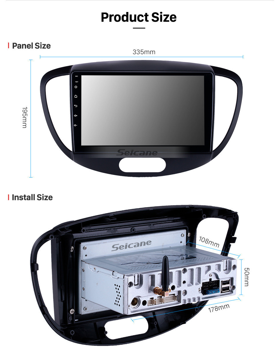 Seicane OEM 9 inch Android 11.0 Radio for 2010-2013 Old Hyundai i20 Bluetooth WIFI HD Touchscreen Music GPS Navigation Carplay USB support Digital TV TPMS