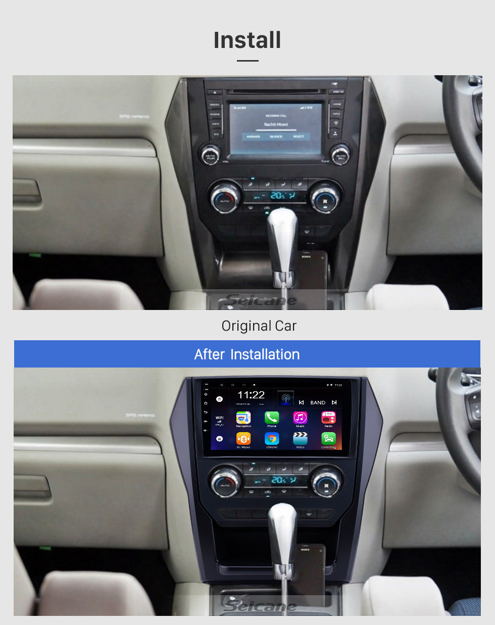 Seicane 2015 Mahindra Scorpio Авто A / C Android 11.0 9-дюймовый GPS-навигация Радио Bluetooth HD Сенсорный экран USB Carplay Музыка поддержка TPMS DAB + Mirror Link