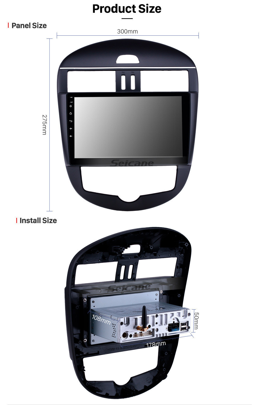 Seicane Radio Android 11.0 de 10.1 pulgadas para 2011-2014 Nissan Tiida Auto A / C Bluetooth HD Pantalla táctil Navegación GPS Soporte USB Carplay USB TPMS DAB + DVR